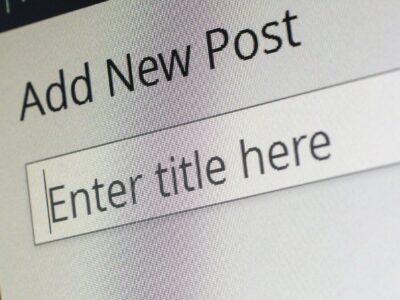 Close up of Wordpress headline for blog content