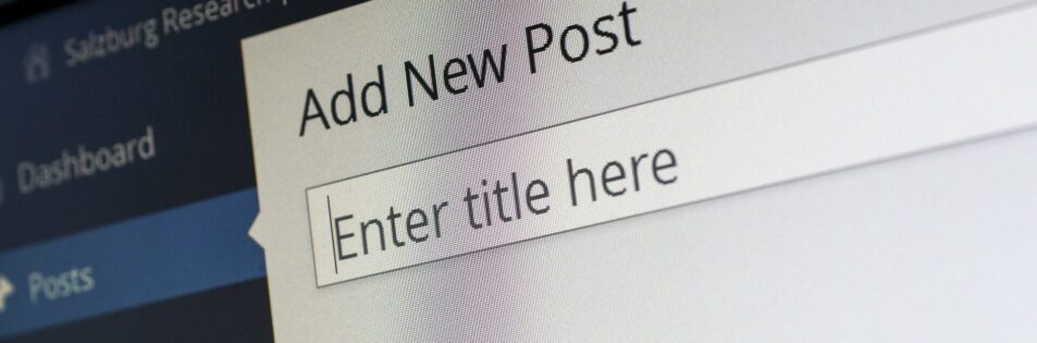 Close up of Wordpress headline for blog content